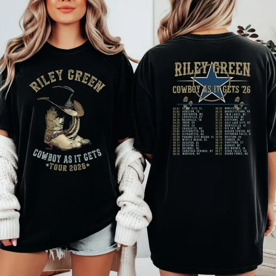 Discover Riley Green Cowboy As It Gets Tour 2026 Shirt Country Concert T-Shirt
