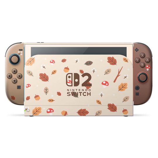 Cute Mushroom Leaves Blocking Switch 2 Skin, Birthday Gifts, Gamer Gift