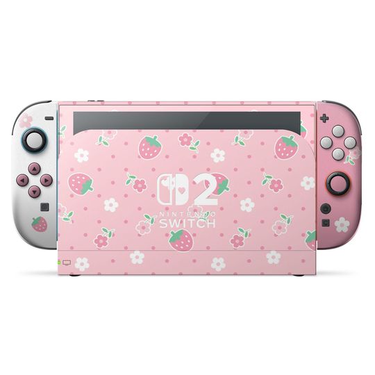 Cute Strawberry Daisy Switch 2 Skin, Birthday Gifts, Gamer Gift