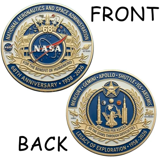 Discover NASA 68th Anniversary 1958-2026 For The Benefit Of Humankind Coin
