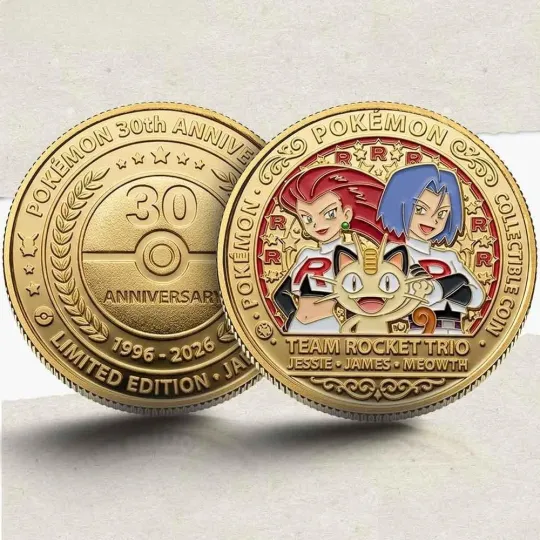 Poket mons 30th Anniversary Commemorative Coin Team Rocket Trio Limited Edition