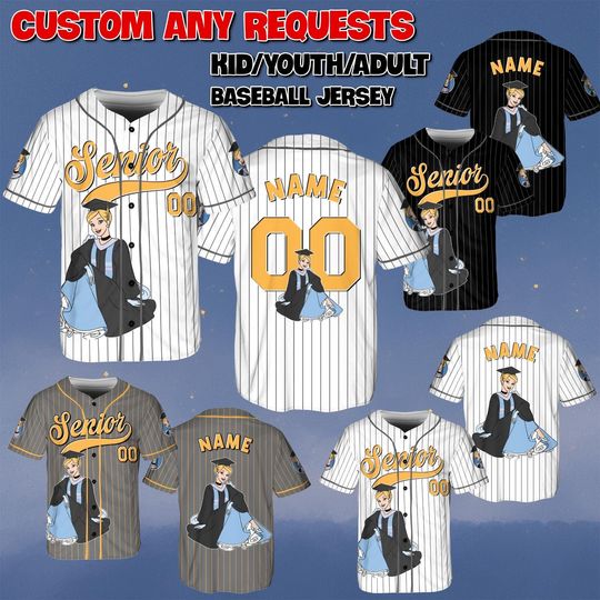Custom Cinde Senior Baseball Jersey, Disney Princess Cinde Senior Shirt, Class of 2026 Graduation Jersey, Disney Senior Trip Shirt