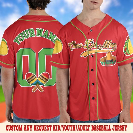 Cinco de Mayo Baseball Jersey, Fiesta Party Shirt, Mexican Holiday Jersey Tee, Sombrero Taco Margarita Celebration Gift SMTL18
