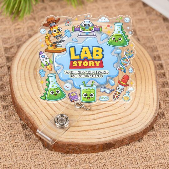Toy Story Friends Badge Reel, Buzz Woody Jessie Acrylic ID Holder, Retro 90s Disney Badge, Pixar Nurse Gift for Healthcare Worker