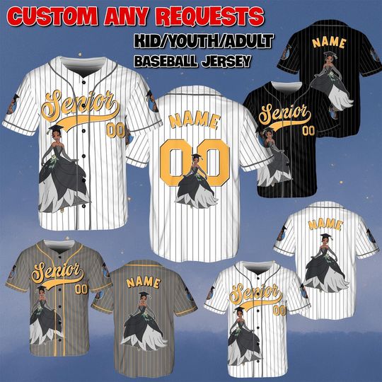 Custom Tiana Senior Baseball Jersey, Disney Princess And The Frog Senior Shirt, Class of 2026 Graduation Jersey, Disney Senior Trip Shirt