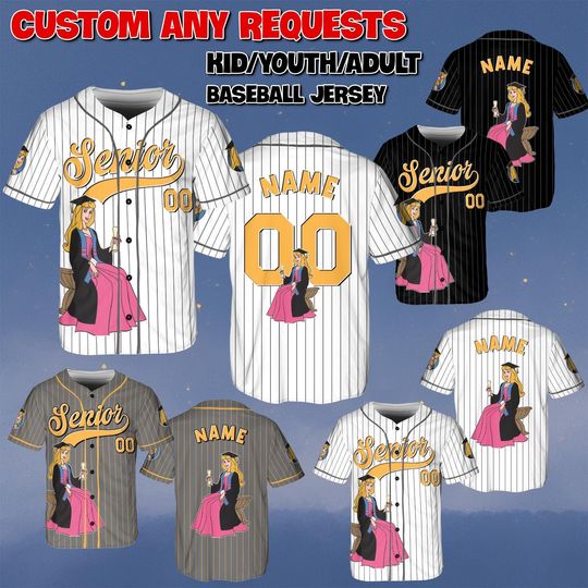 Custom Aurora Senior Baseball Jersey, Disney Sleeping Beauty Senior Shirt, Class of 2026 Graduation Jersey, Disney Senior Trip Shirt