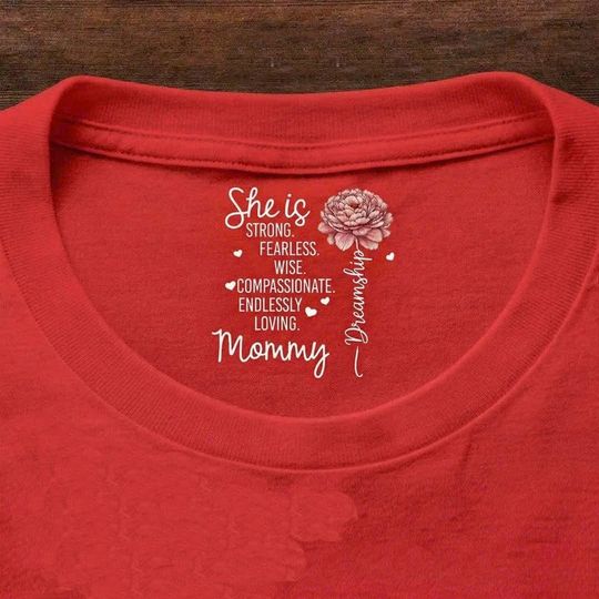 Vintage Floral She is Mommy Personalized Flowers Mom Neck Printed T-shirt
