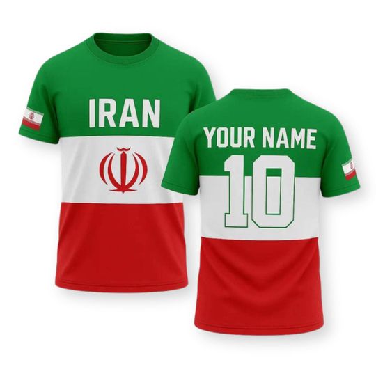 Discover Personalized Iran Jersey Shirt, Custom Name Number Iran Flag T Shirt