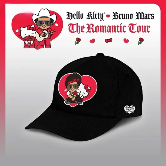 Bruno Mars x Hello Kitty The Romantic Tour 2026 Classic Black Limited Cap