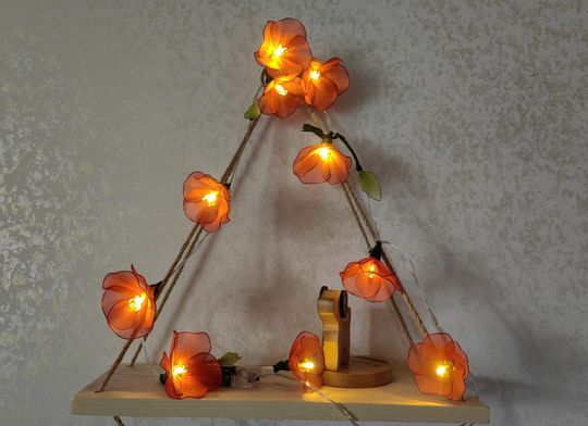 Handmade Cherry Blossom Fairy Lights: Romantic Floral Garland Lighting