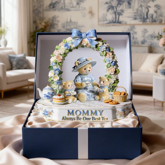 Discover Bear Mom Toile de Jouy Acrylic Plaque - Personalized Gifts For Mother's Day Plaque