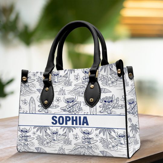 Cute Alien Monster Personalized Gifts For Movie Fans Toile De Jouy Style Leather Bag
