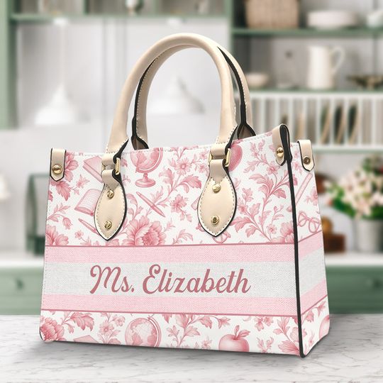 Classic Toile Pattern Leather Bag – Personalized Gifts For Teacher