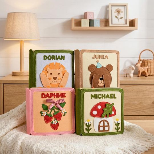 Personalized Felt Quiet Book, Montessori Baby Toy, First Birthday Gift, Handmade Busy Book