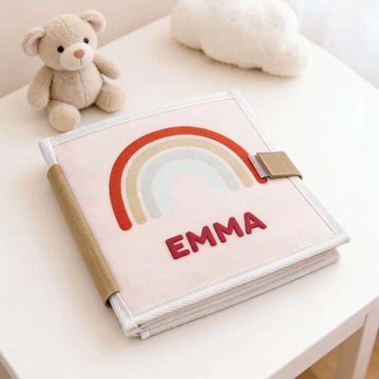 Personalized Felt Quiet Book Handmade Felt Rainbow Busy Book Educational Toddler Activity Book