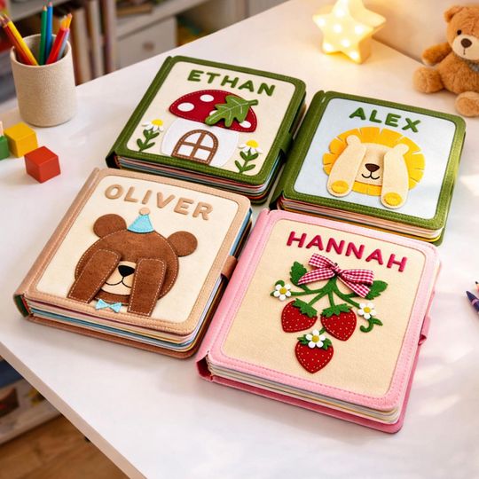 Personalized Birthday Gift For Baby, Handmade Felt Quiet Book, Custom Soft Montessori-inspired Toy, Busy Book