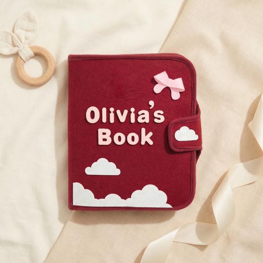 Personalized Baby Quiet Book, Felt Busy Book for Toddler, Custom Name Montessori Activity Book, Baby Shower Gift