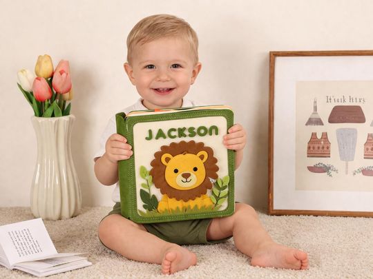 Personalized Easter gifts for baby, Handmade felt quiet book, Customized soft Montessori-inspired toy