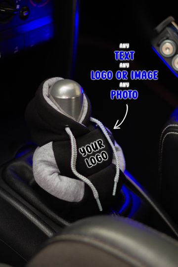 Gear Shift Hoodies with Custom Design, Shift Knob Hoodie, Mini Shift Knob Cover, Black and Gray Gear Shift Cover