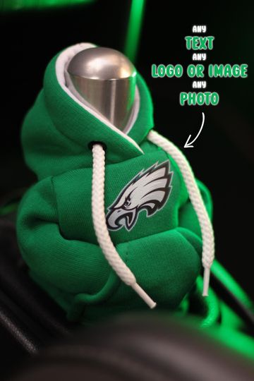 Green Gear Shift Cover with Custom and Mini Shift Knob Hoodie Design