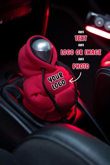 Red Gear Shift Hood with Custom Design and Mini Shift Knob Cover