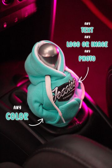 Gear Shift Hoodies with Custom Design, Shift Knob & Mini Shift Knob Covers in Azure
