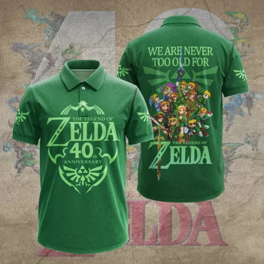 The Legend of Zelda 40th Anniversary Apparel POLO AOP
