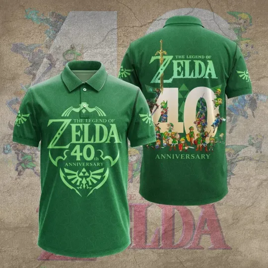 The Legend of Zelda 40th Anniversary Apparel Polo AOP