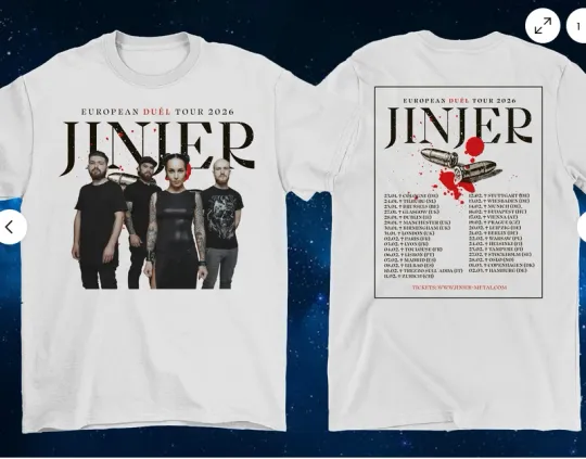 Double Sided T-Shirt European Tour 2026 JINJER Band White Unisex