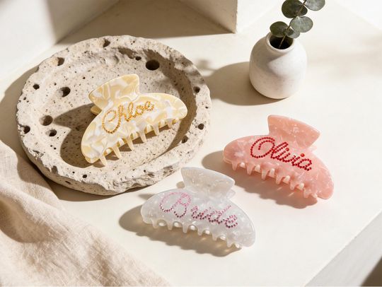 Custom Hair Claw, Rhinestone Personalized Name Bridesmaid Wedding Gift Hair Accessories,Group Gift