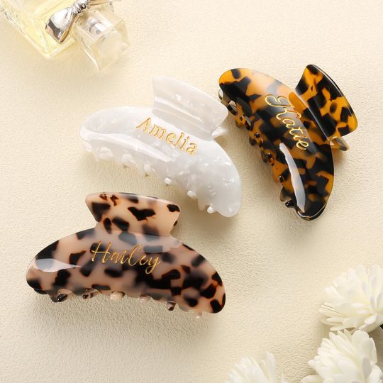 Personalized Engraved Hair Claw Clip, Custom Hair Clip, Engraved Hair Claw With Name, Bridesmaid Gift