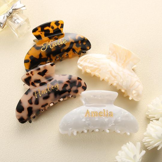 Personalized Hair Claw Clip Custom Name Gift for Women, Bridesmaids