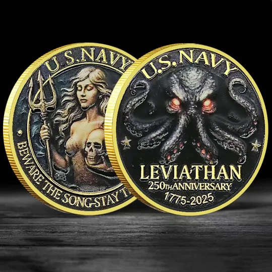 Discover U.S. Navy Leviathan 250th Anniversary Challenge Coin 1775-2025 Collectible Medal