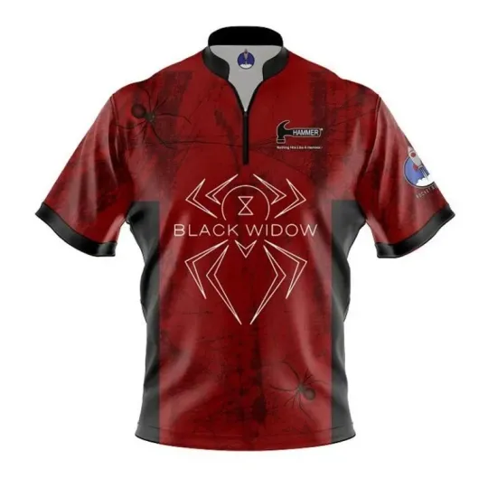 Personalized Name Hammer Black Widow Red Grunge Bowling Jersey Shirts
