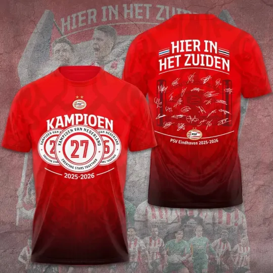 Discover Eindhoven Champions 2026 3D Graphic Tee Mens T-Shirt Gift