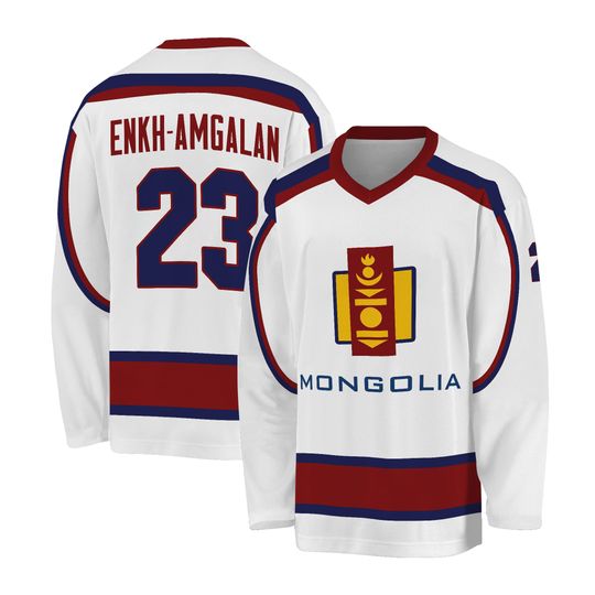 Custom Enkh-Amgalan #23 Team Mongolia Hockey Jersey ;Youth/Men;Custom Names