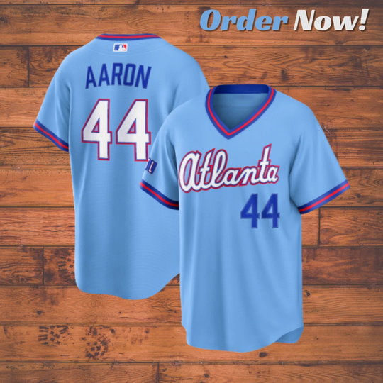 Hank Aaron #44 Braves Powder Blue 2026 City Connect Football Jersey