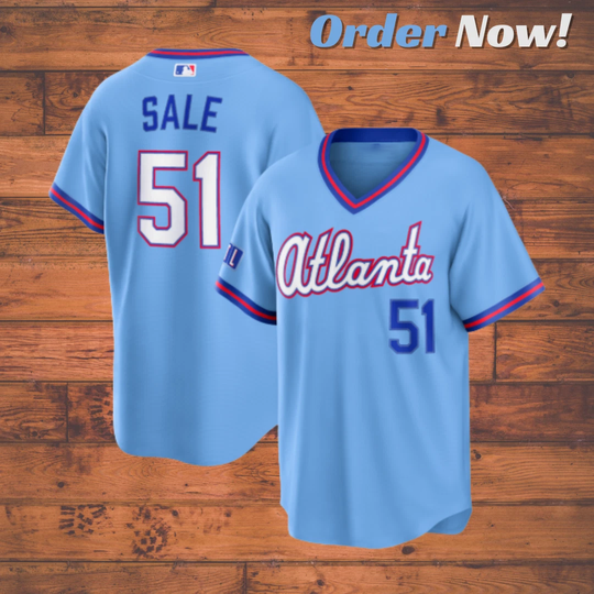 Chris Sale #51 Braves Powder Blue 2026 City Connect Football Jersey