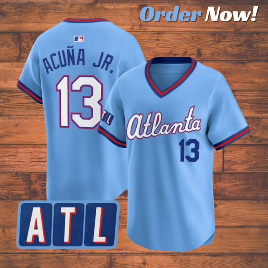 Ronald Acuna Jr#13 Braves Powder Blue 2026 City Connect Football Jersey