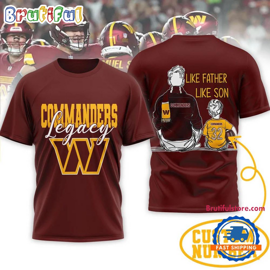 Discover Washington Commanders football Legacy Father Day Limited Edition 3D Shirt