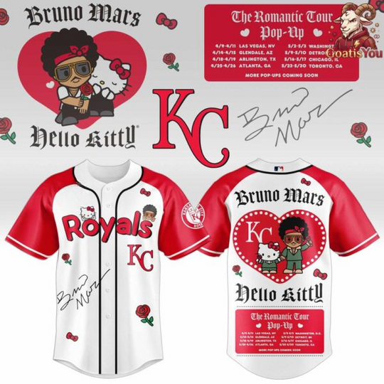 Kansas City Royals x Bruno Mars x Hello Kitty x The Romantic Tour Jersey