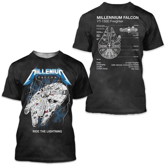 Millennium Falcon Ride The Lightning Star Wars Fan Tshirt 3D