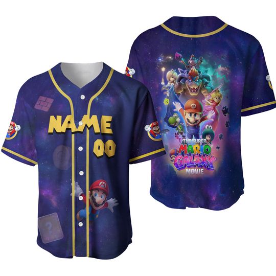 Custom  Super Mario Galaxy Movie Baseball Jersey, Mario Since 85 Shirt, Nintendo World Family Jersey, Universal Orlando Birthday Gift
