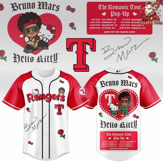Texas Rangers x Bruno Mars x Hello Kitty x The Romantic Tour Jersey