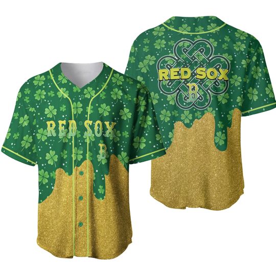 2026 Boston Red Sox St Patricks Day Lucky Gold Drip Jersey