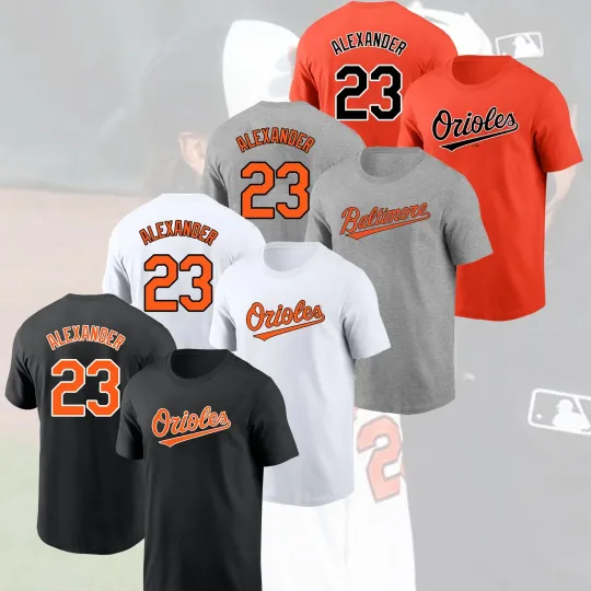 Blaze Alexander Baltimore Orioles 2026 Player Name & Number Double Sided T-Shirt