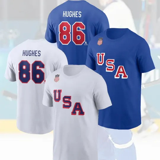 Jack Hughes #86 USA Hockey 2026 Name & Number Unisex FASTSHIP for Fans