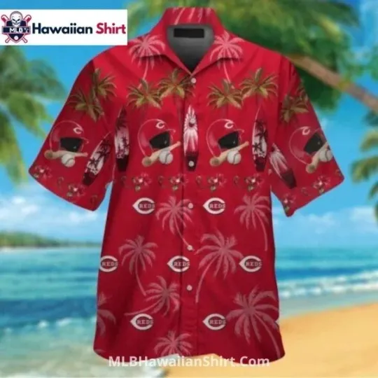 Discover Tropical Gear And Palm Trees Cincinnati Baseball Team Redss Aloha Shirt, Unisex