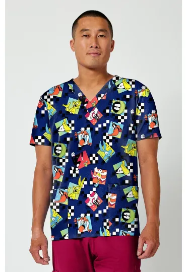 Bugs Bunny 3D Printed V-Neck T-Shirt Mens Cherokee Scrubs Looney Tunes Tooniforms