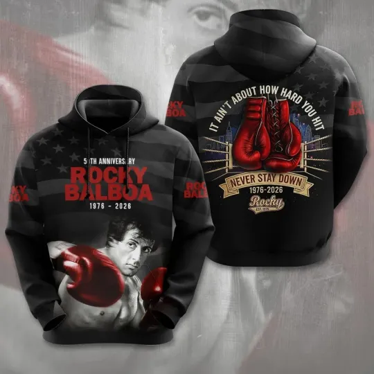 Discover Rocky Balboa 50th Anniversary 3D Apparel Unisex Hoodie